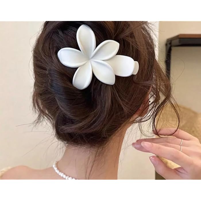 Large Flower Hair Clips Plastic Hair Clips, 10cm, 4 Pieces, Black, White, Beige, Brown, Daily Use, Party, Beach - Image 5